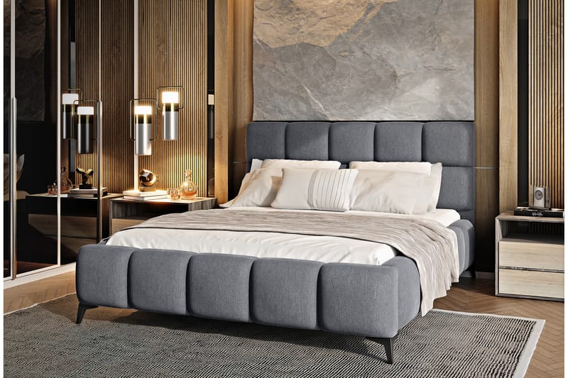 Kamble Sängram med Förvaring 180x200 cm - Grå - Möbler - Säng - Sängram & sängstomme