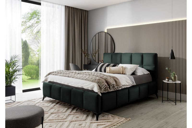 Kamble Sängram med Förvaring 180x200 cm - Grön - Sängram & sängstomme