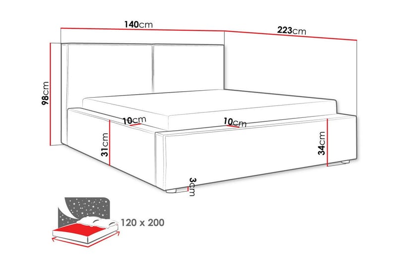 Knocklong Sängram 120x200 cm - Möbler - Säng - Sängram & sängstomme