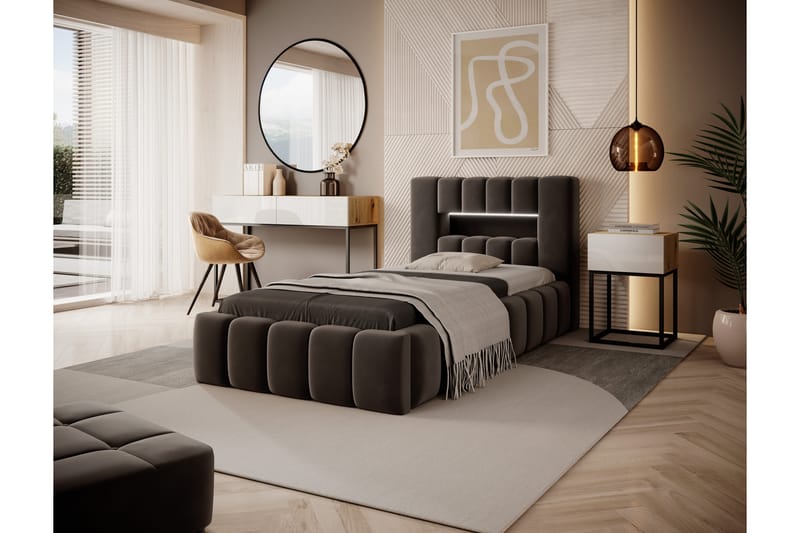 Lamica 3-sits Sängram med Förvaring 90x200 cm - Brun - Möbler - Säng - Sängram & sängstomme