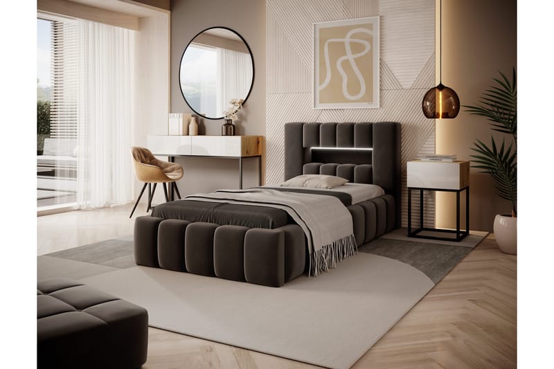 Lamica 3-sits Sängram med Förvaring 90x200 cm - Brun - Möbler - Säng - Sängram & sängstomme