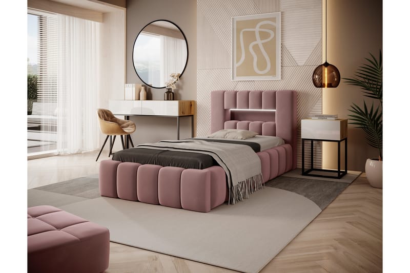Lamica Sängram med Förvaring 90x200 cm - Rosa - Möbler - Säng - Sängram & sängstomme