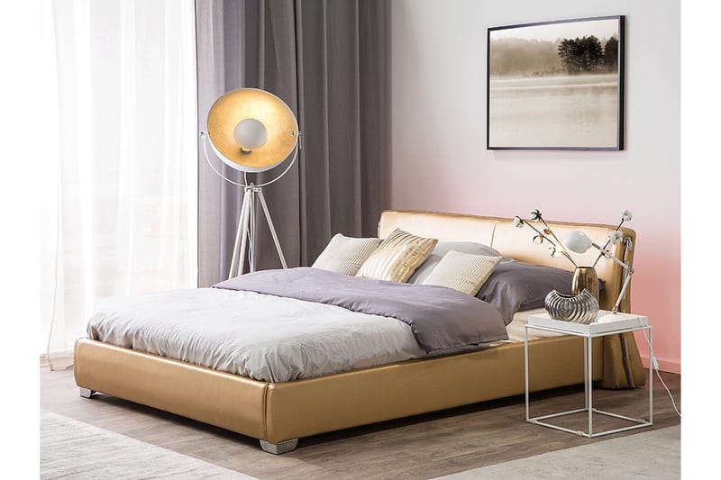 Lesh Dubbelsäng med LED 160x200 - Guld - Möbler - Säng - Sängram & sängstomme