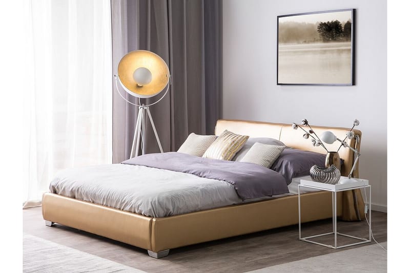 Lesh Dubbelsäng med LED 180x200 Guld  Guld - Guld - Sängram & sängstomme
