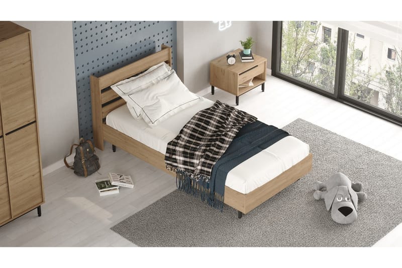 Liyakat Sängram 90x200 cm - Valnöt - Möbler - Säng - Sängram & sängstomme