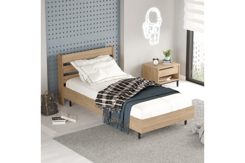 Liyakat Sängram 90x200 cm - Valnöt - Möbler - Säng - Sängram & sängstomme