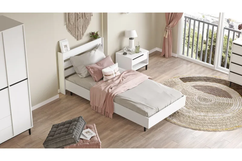 Liyakat Sängram 90x200 cm, Vit