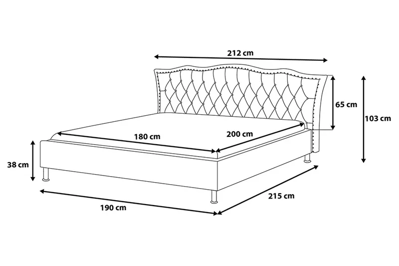 Metz Dubbelsäng 180 200 cm - Vit - Möbler - Säng - Sängram & sängstomme