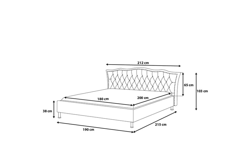Metz Dubbelsäng 180|200 cm - Grå - Möbler - Säng - Sängram & sängstomme