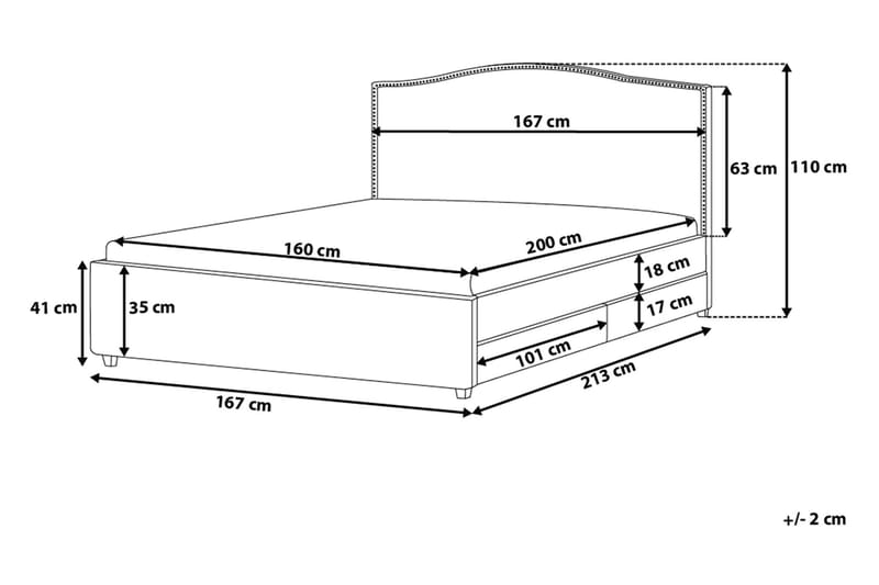 Montpellier Dubbelsäng 160 | 200 cm - Grå - Sängram & sängstomme