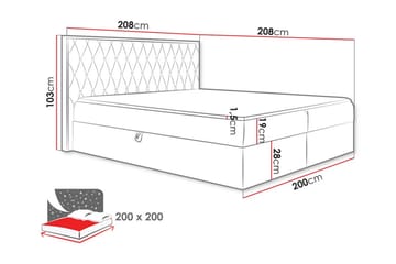 Oberting Komplett Sängpaket 200x200 cm i Tyg med Förvaring och Sänggavel + Bäddmadrass - Brun - Möbler - Säng - Sängram & sängstomme