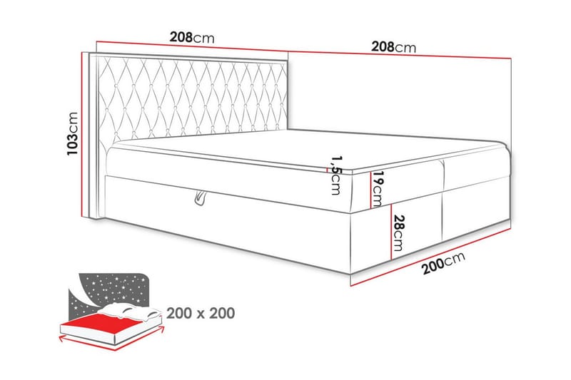 Oberting Sängram 200x200 cm - Möbler - Säng - Sängram & sängstomme