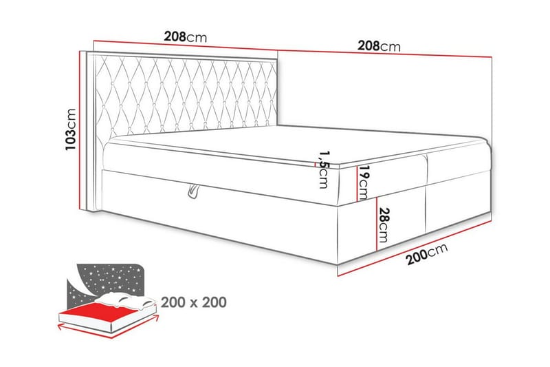 Oberting Sängram 200x200 cm - Möbler - Säng - Sängram & sängstomme