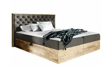 Oberting Sängram med Förvaring 120x200 cm i Tyg med Fasthetsgrad Medium - Brun - Möbler - Säng - Sängram & sängstomme