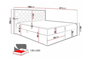 Oberting Sängram med Förvaring 140x200 cm i Tyg med Fasthetsgrad Medium - Brun - Möbler - Säng - Sängram & sängstomme