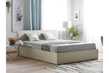 Orbey Sängram med Förvaring 160x200 cm i Tyg med Sänggavel - Beige - Möbler - Säng - Sängram & sängstomme