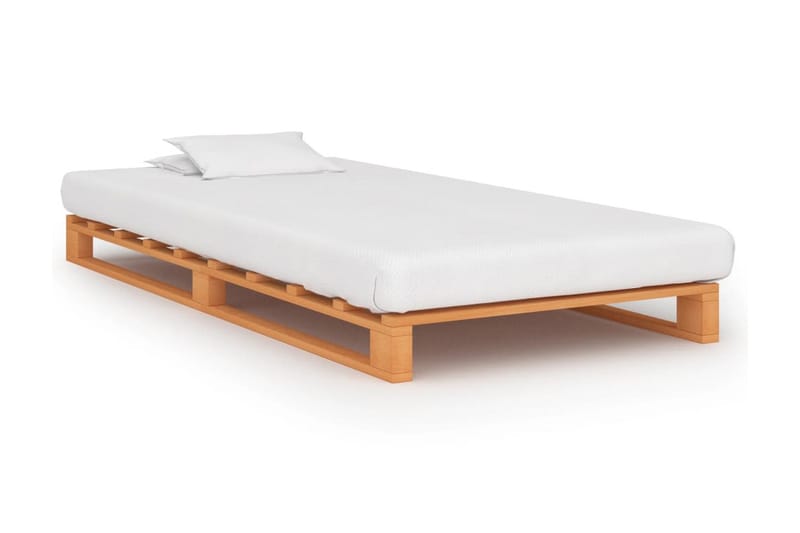 Pallsängram brun massiv furu 90x200 cm - Brun - Möbler - Säng - Sängram & sängstomme