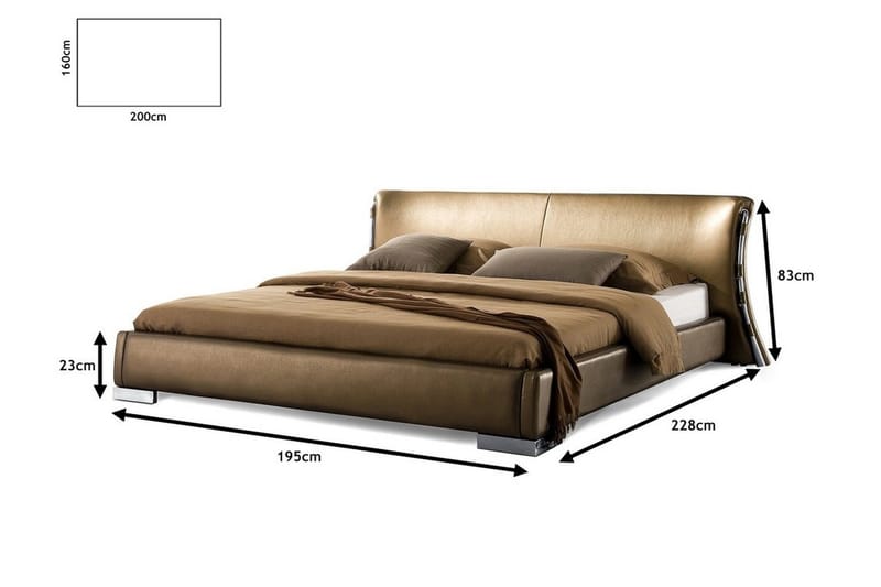 Paris Dubbelsäng 140 200 cm - Guld - Möbler - Säng - Sängram & sängstomme