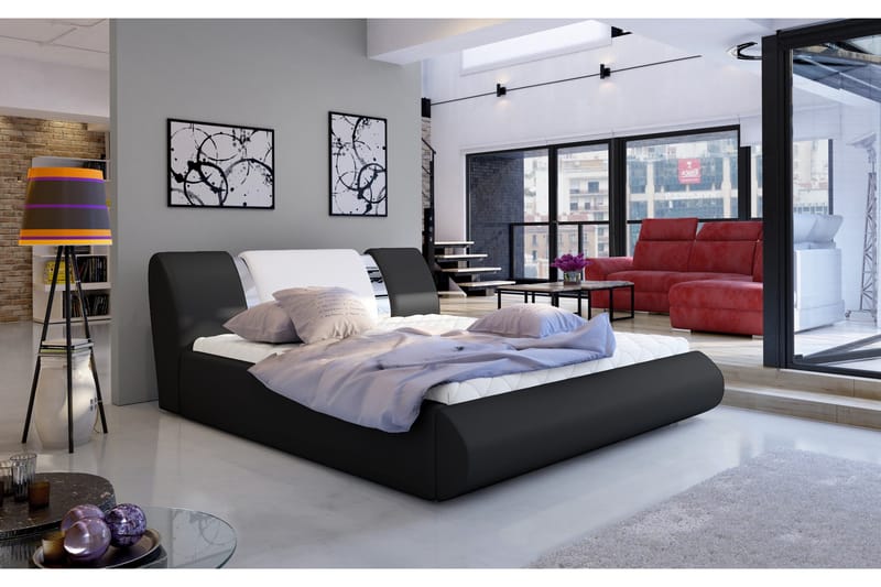 Perow Sängram 180x200 cm, Svart/Vit