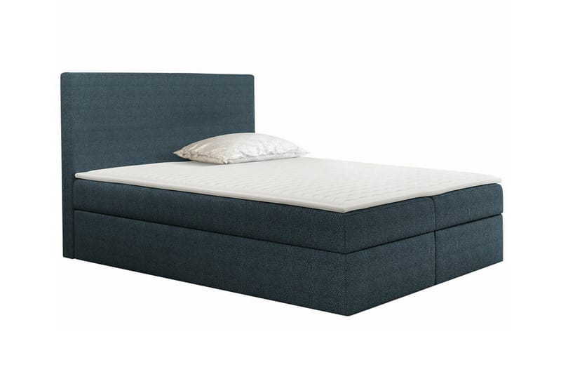 Pries Komplett Sängpaket 160x200 cm i Tyg med Sänggavel + Bäddmadrass, Blå
