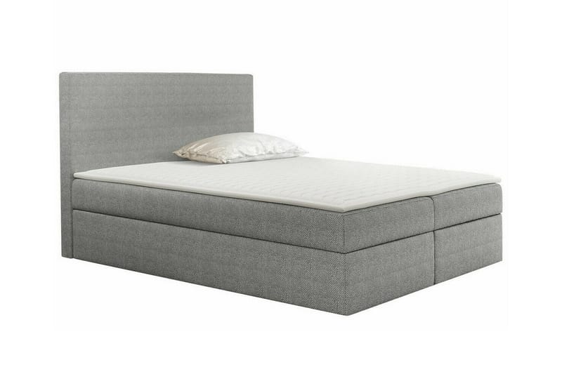 Pries Komplett Sängpaket 160x200 cm i Tyg med Sänggavel + Bäddmadrass, Grå