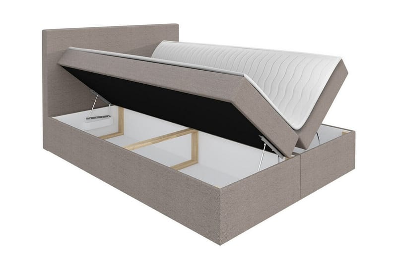 Pries Komplett Sängpaket 160x200 cm i Tyg med Sänggavel + Bäddmadrass med Fasthetsgrad Medium - Beige - Möbler - Säng - Sängram & sängstomme