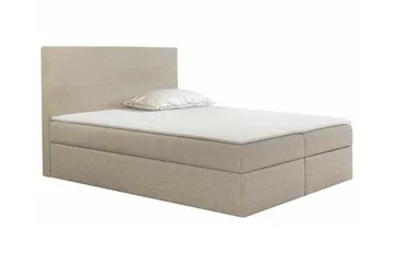 Pries Komplett Sängpaket 160x200 cm i Tyg med Sänggavel + Bäddmadrass med Fasthetsgrad Medium - Beige - Möbler - Säng - Sängram & sängstomme