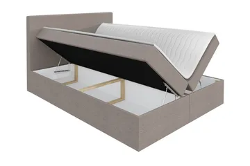 Pries Komplett Sängpaket 160x200 cm i Tyg med Sänggavel + Bäddmadrass med Fasthetsgrad Medium - Brun - Möbler - Säng - Sängram & sängstomme