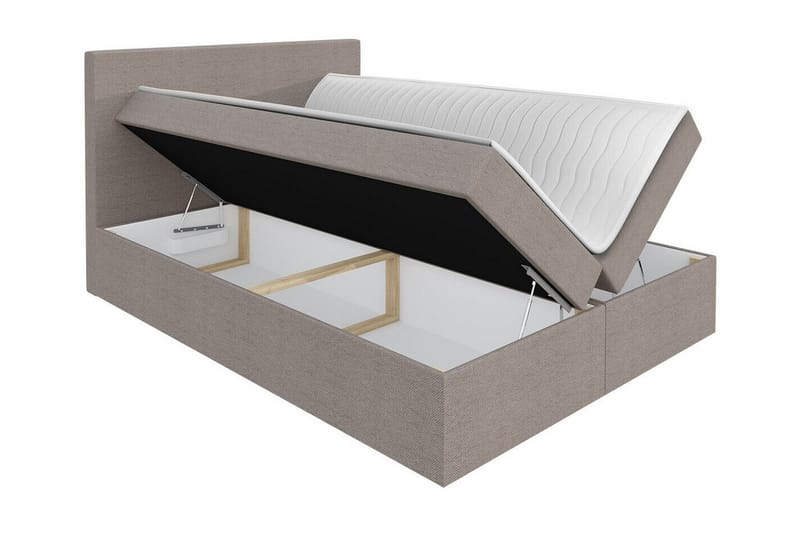 Pries Komplett Sängpaket 160x200 cm i Tyg med Sänggavel + Bäddmadrass med Fasthetsgrad Medium - Brun - Möbler - Säng - Sängram & sängstomme