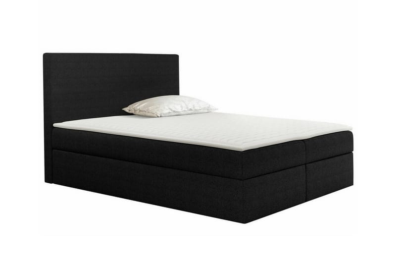 Pries Komplett Sängpaket 160x200 cm i Tyg med Sänggavel + Bäddmadrass, Svart