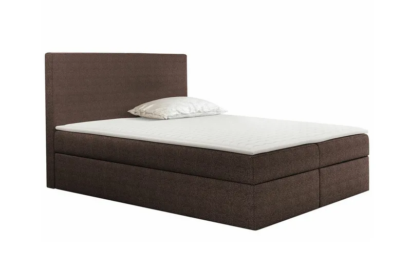 Pries Komplett Sängpaket 180x200 cm i Tyg med Sänggavel + Bäddmadrass med Fasthetsgrad Medium, Brun