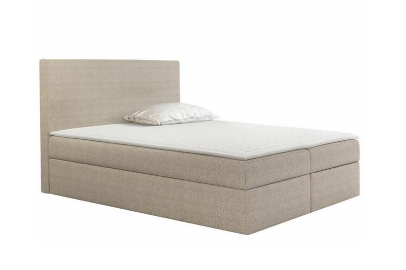 Pries Komplett S ängpaket med Förvaring 180x200 cm i Tyg med Sänggavel + Bäddmadrass, Beige