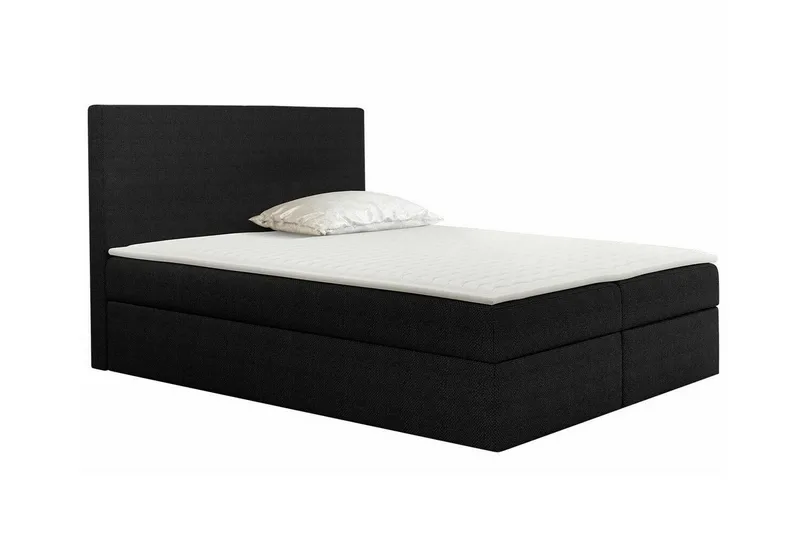 Pries Komplett Sängpaket med Förvaring 180x200 cm i Tyg med Sänggavel + Bäddmadrass, Svart