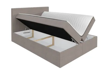 Pries Komplett Sängpaket med Förvaring 200x200 cm i Tyg med Sänggavel + Bäddmadrass - Brun - Möbler - Säng - Sängram & sängstomme