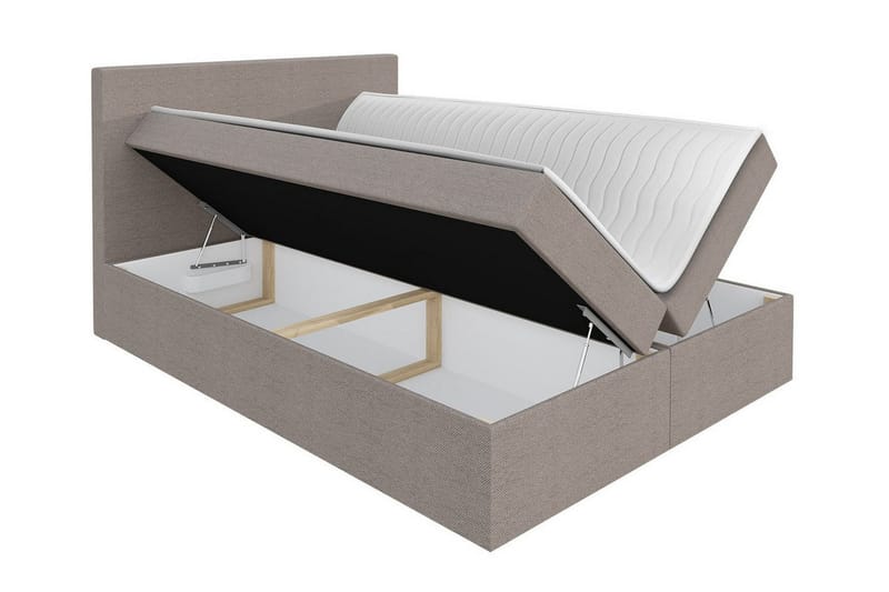 Pries Komplett Sängpaket med Förvaring 200x200 cm i Tyg med Sänggavel + Bäddmadrass - Brun - Möbler - Säng - Sängram & sängstomme