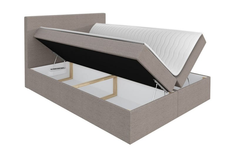 Pries Komplett Sängpaket med Förvaring 200x200 cm i Tyg med Sänggavel + Bäddmadrass - Grå - Möbler - Säng - Sängram & sängstomme