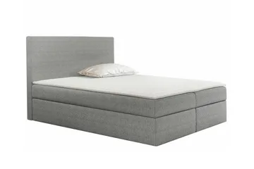 Pries Komplett Sängpaket med Förvaring 200x200 cm i Tyg med Sänggavel + Bäddmadrass - Grå - Möbler - Säng - Sängram & sängstomme