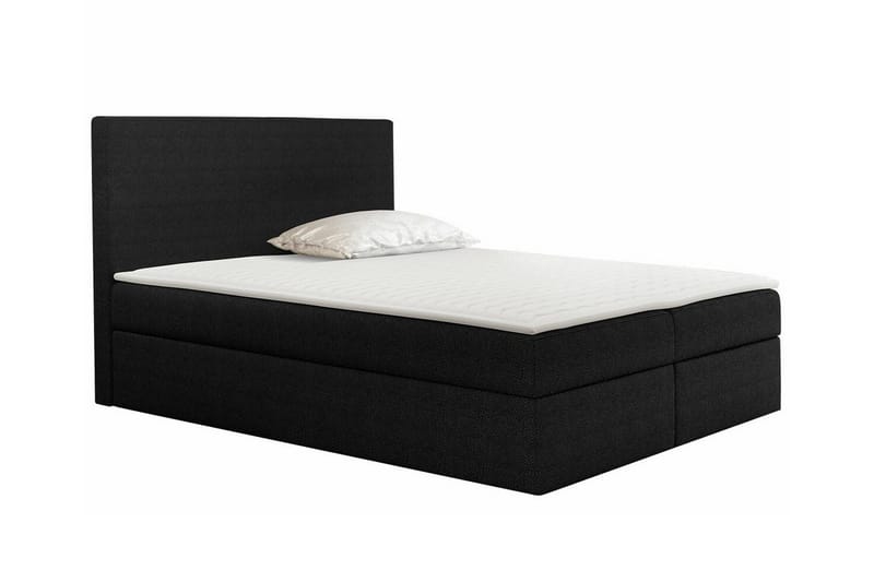 Pries Sängram med Förvaring 200x200 cm i Tyg med Sänggavel, Svart