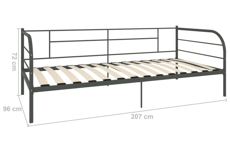 Ram dagbädd grå metall 90x200 cm - Grå - Möbler - Säng - Sängram & sängstomme