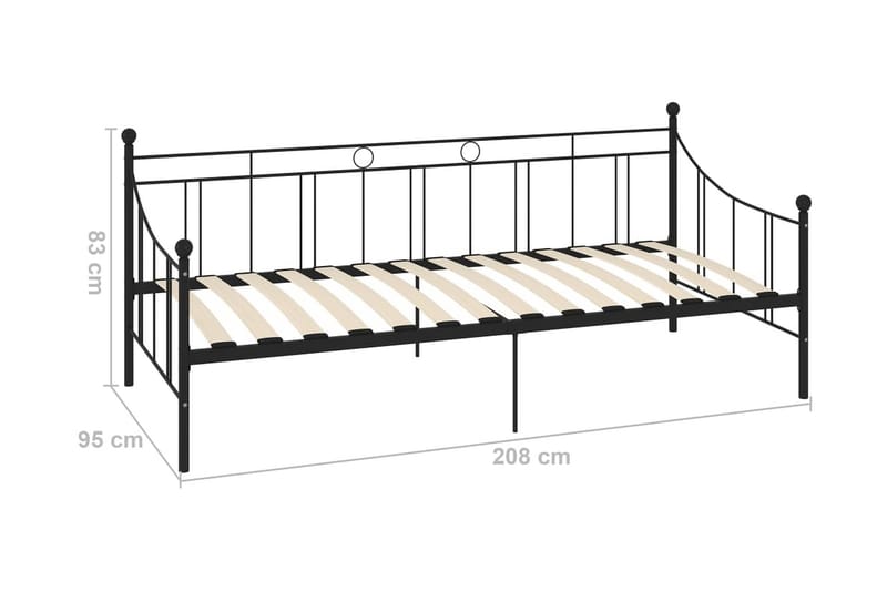 Ram till dagbädd svart metall 90x200 cm - Svart - Möbler - Säng - Sängram & sängstomme
