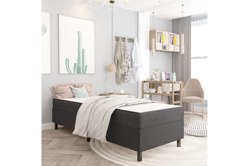 Resårsäng sängram grå tyg 100x200 cm - Grå - Möbler - Säng - Sängram & sängstomme