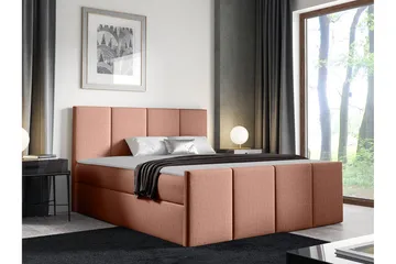Ripon Komplett Sängpaket 120x200 cm i Tyg med Sänggavel + Bäddmadrass med Fasthetsgrad Medium - Rosa - Möbler - Säng - Sängram & sängstomme