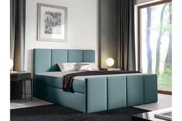 Ripon Komplett Sängpaket med Förvaring 120x200 cm i Tyg med Sänggavel + Bäddmadrass - Dunkelturkos - Möbler - Säng - Sängram & sängstomme