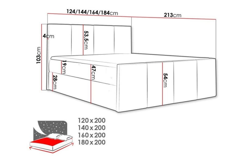 Ripon Sängram 180x200 cm - Komplett sängpaket - Kontinentalsäng