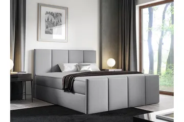 Ripon Sängram med Förvaring 140x200 cm i Tyg med Fasthetsgrad Medium - Grå - Möbler - Säng - Sängram & sängstomme