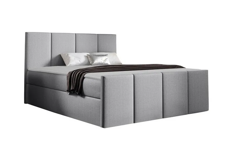 Ripon Sängram med Förvaring 140x200 cm i Tyg med Fasthetsgrad Medium, Grå