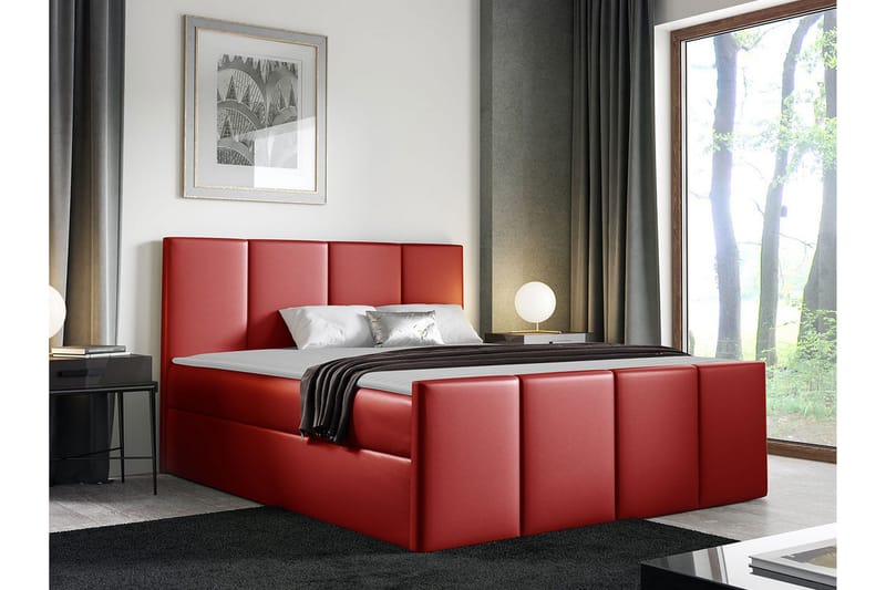 Ripon Sängram med Förvaring 180x200 cm i Konstläder med Fasthetsgrad Medium - Röd - Möbler - Säng - Sängram & sängstomme