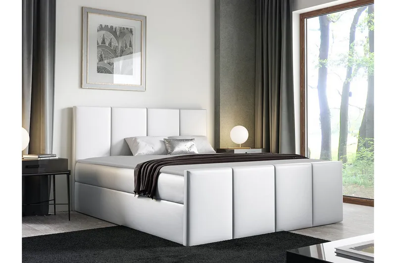 Ripon Sängram med Förvaring 180x200 cm i Konstläder - Vit - Möbler - Säng - Sängram & sängstomme