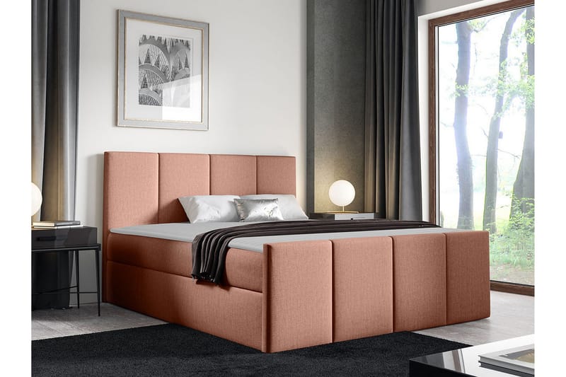 Ripon Sängram med Förvaring 180x200 cm i Tyg med Fasthetsgrad Medium - Rosa - Möbler - Säng - Sängram & sängstomme