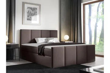 Ripon Sängram med Förvaring 180x200 cm i Tyg med Sänggavel - Brun - Möbler - Säng - Sängram & sängstomme